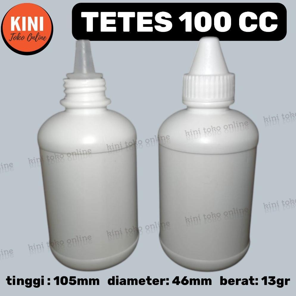 CC botol tetes 100 ml BOLONG LANCIP NON SEGEL plastik kosong putih natural  bening 100ml