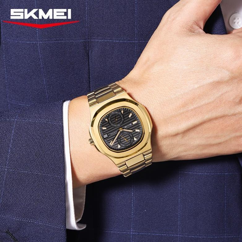 hot skmei 2423 jam tangan pria analog chronograph tali stainless steel mgos
