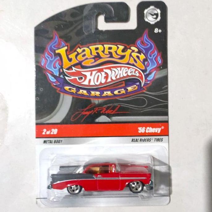 HOTWHEELS HOT WHEELS 56 CHEVY MERAH 2009 LARRY'S GARAGE BAN KARET PREMIUM RARE FTS99