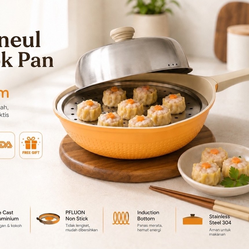 NUPON - Panci Wajan Wok Pan 28 CM Anti Lengket - Haneul Series