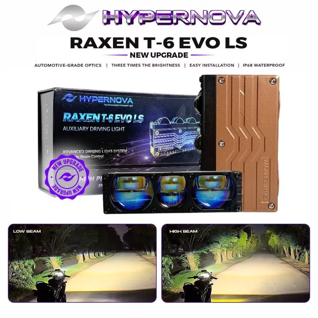 HYPERNOVA RAXEN T6 EVO LS - MINI LASER BILED Blue Lens Horizon Beam & Rain Breaker 110W - REXEN T6 E
