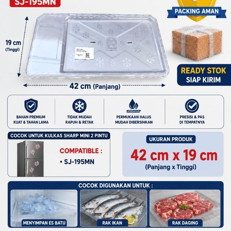 Rak Freezer Sharp Mini rak shelf Kulkas Sharp 2 Pintu SJ-195MN