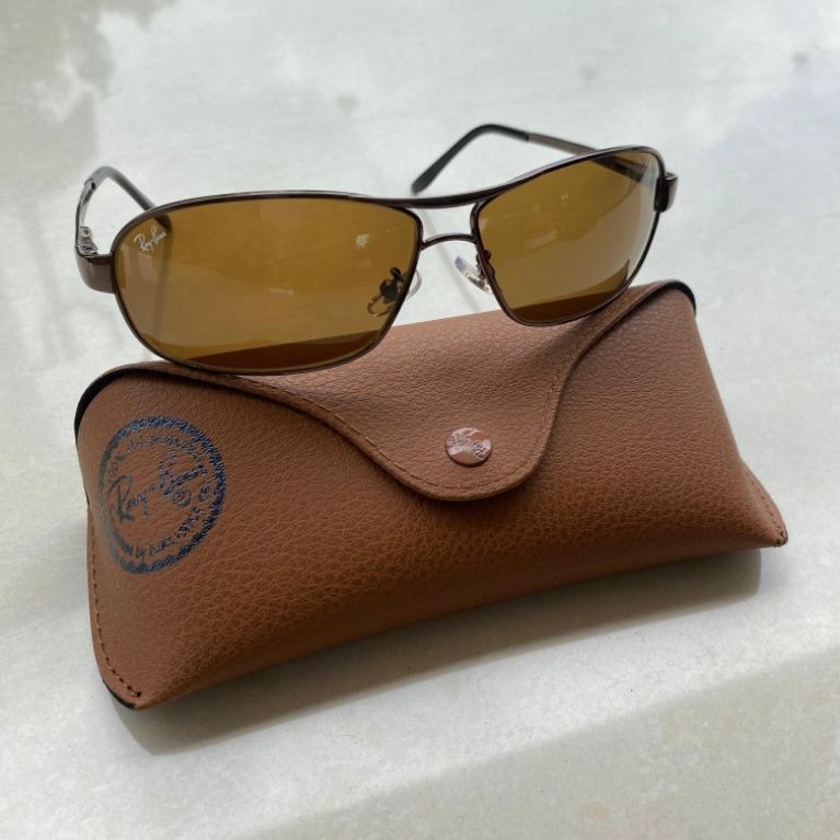 kacamata ray-ban rb 3343 full brown sz 63