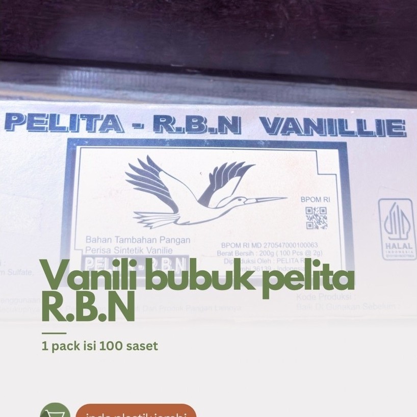 vanili bubuk pelita R.B.N 1 box isi 100 saser