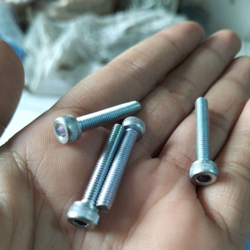( PAKET ISI 20 PCS) Baut L Ring M4x25 Putih Kunci L3 Galvanis
