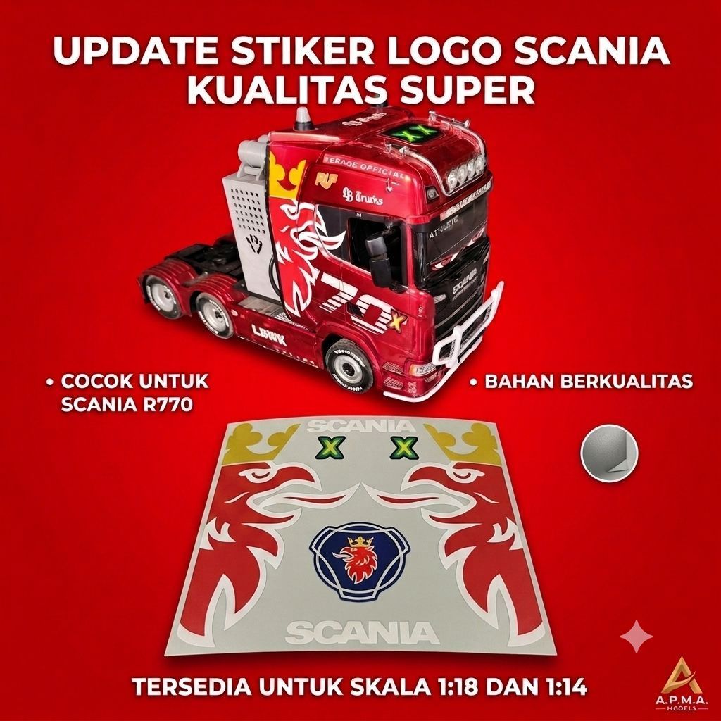 Sticker logo Scania ukuran besar cocok untuk rc Scania skala 1:18 dan skala 1:14
