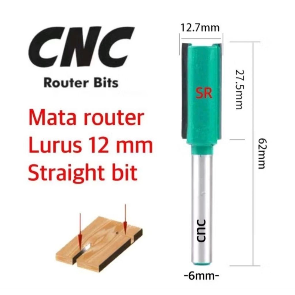 CNC 103-053 Mata Profil/Router Lurus 12 Mm/Straight Bit CNC / Mata Router CNC