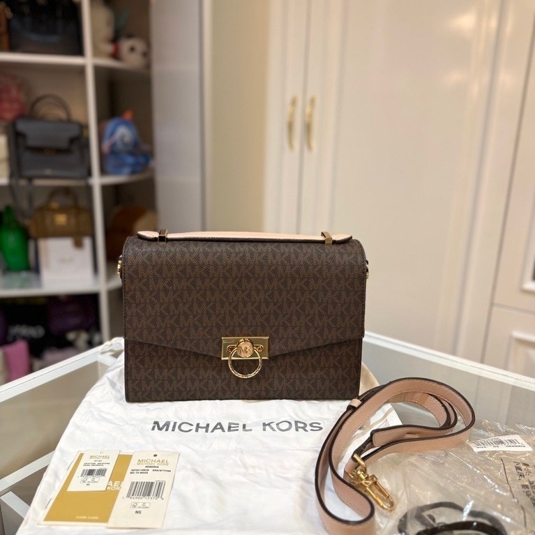 PRELOVED Michael Kors Authentic MK Hendrix Medium Leather Messanger Sling Bag Brown Branded