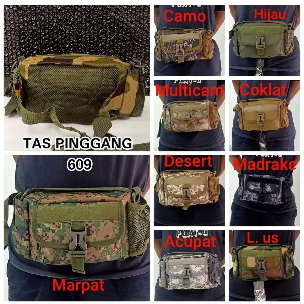 tas pinggang 609 tas 2 in 1 tas selempang pria tactical army 609 IS
