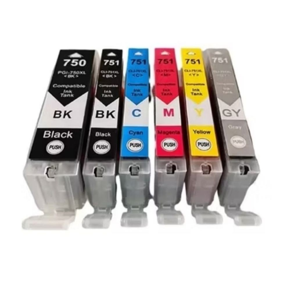 Tinta Competble Canon 750 Black & 751 BK & Colour Printer MG 2570 MG2570S MG3070S MG2977