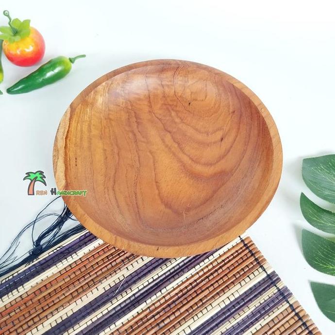 Piring Bulat Kayu Jati 15Cm