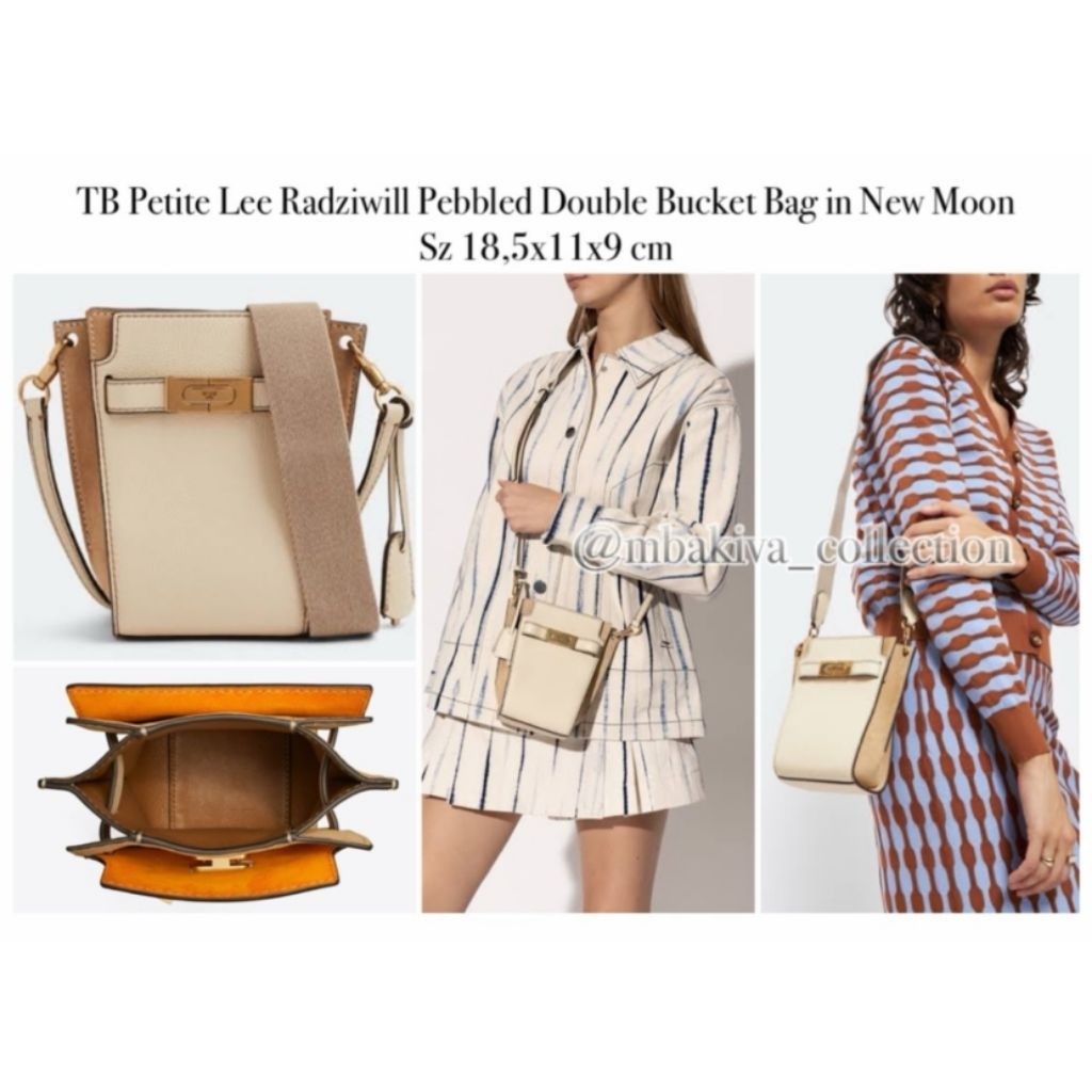 TB Petite Lee Radziwill Pebbled Double Bucket Bag in New Moon