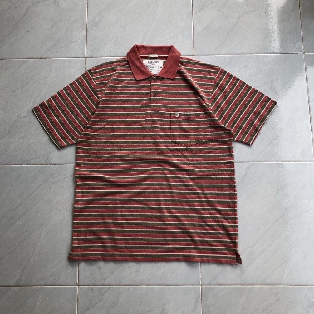 POLO SHIRT BALMAIN PARIS STRIPE SALUR