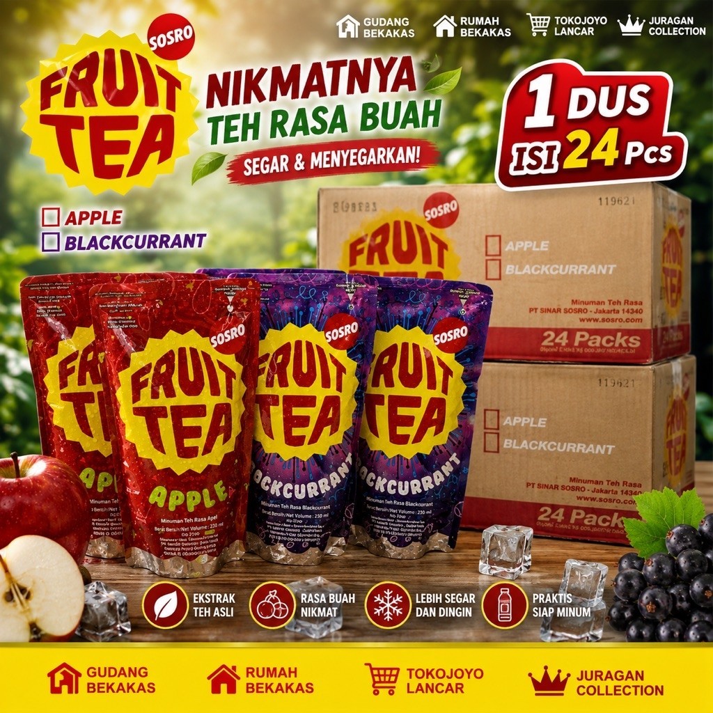 PROMO Fruit Tea Pouch 1 Dus Isi 24 x 200 ml | Sosro Fruitea READY STOK