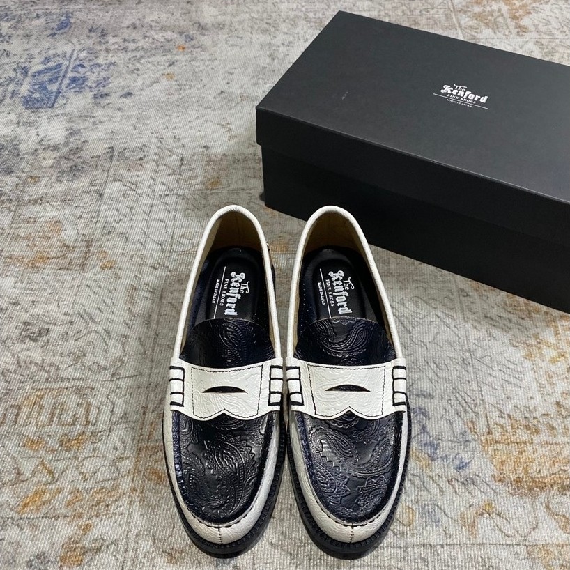 THE KENFORD FINE SHOES X ZODIAC PAISLEY LOAFERS - BLACK/WHITE