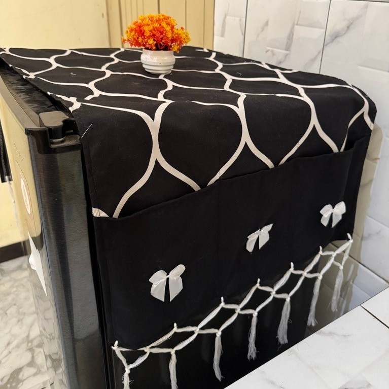 taplak kulkas renda pita / cover kulkas renda pita