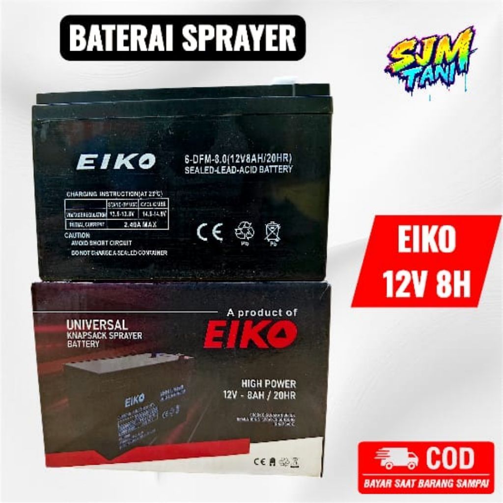 Baterai Aki Sprayer Elektrik Eiko 8AH 12V ORIGINAL