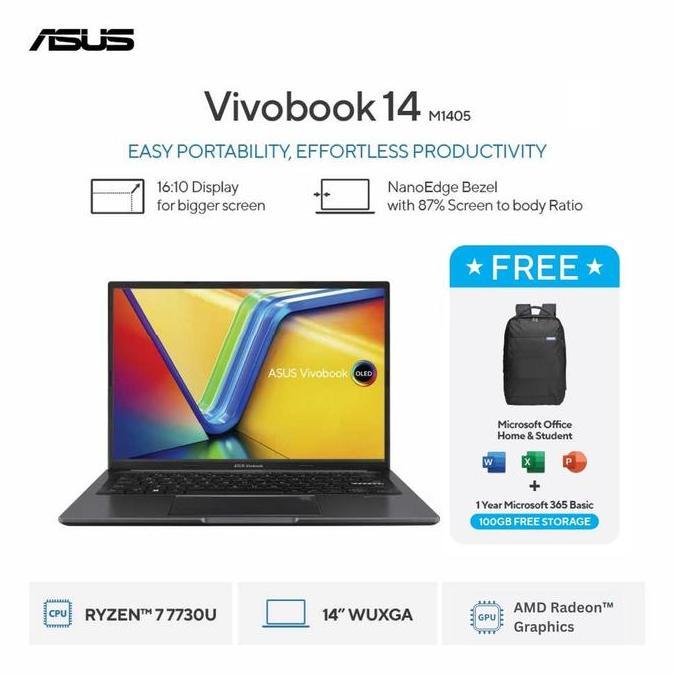 ASUS Vivobook 14 M1405YA AMD Ryzen 7 7730U / AMD Radeon Graphics 14inch / WIN11 / OHS24 / M365]