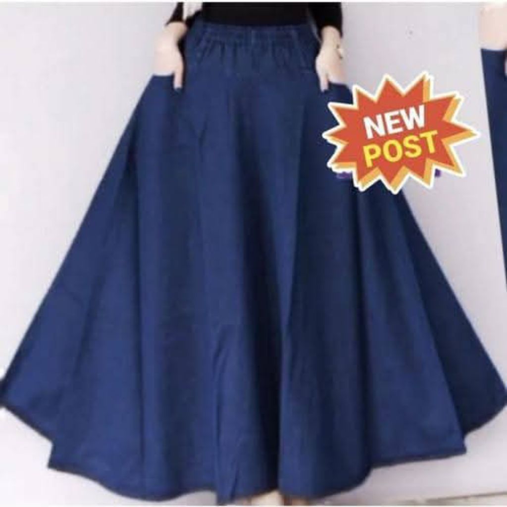 Rok jeans payung XL super lebar Levis panjang wanita