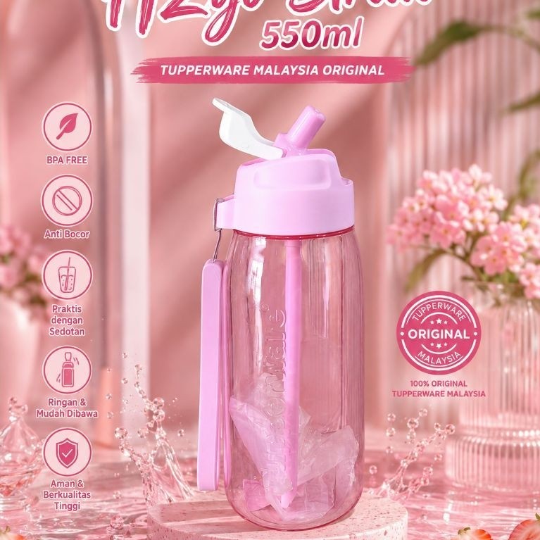 Botol H2Go Straw 550ml Tupperware Original