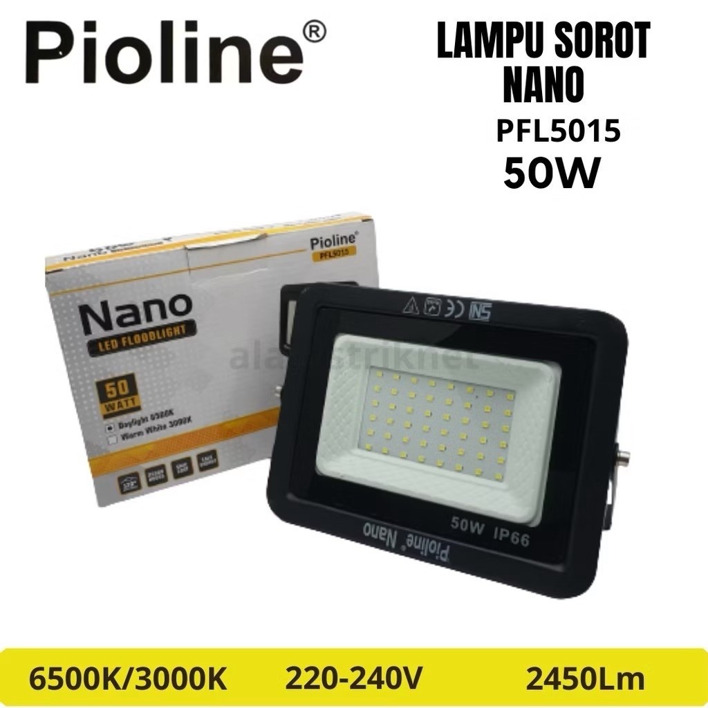 LAMPU SOROT LED FLOOD LIGHT PIOLINE NANO 50W/ KAP SOROT 50w