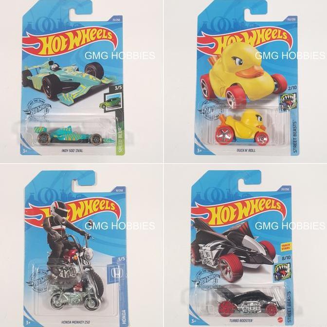 Indy 500 Oval Green Speed Blur - Duck n Roll Yellow Street Beasts - Honda Monkey 250 - Turbo Rooster