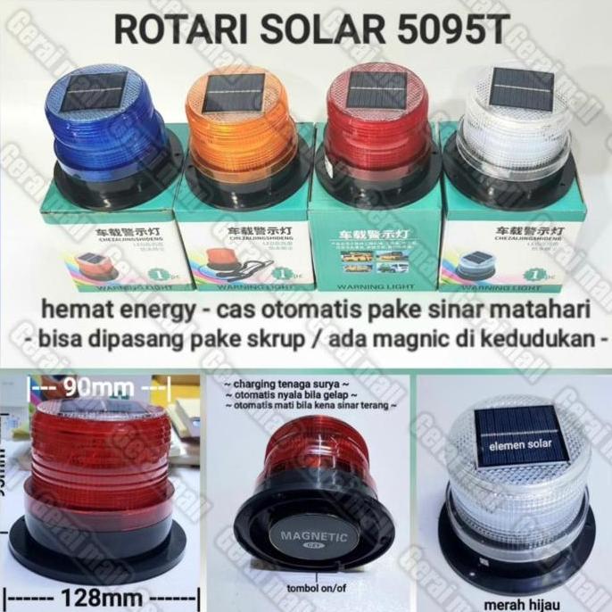 [] lampu rotari solar mini panel Surya lampu warning light rotary solar