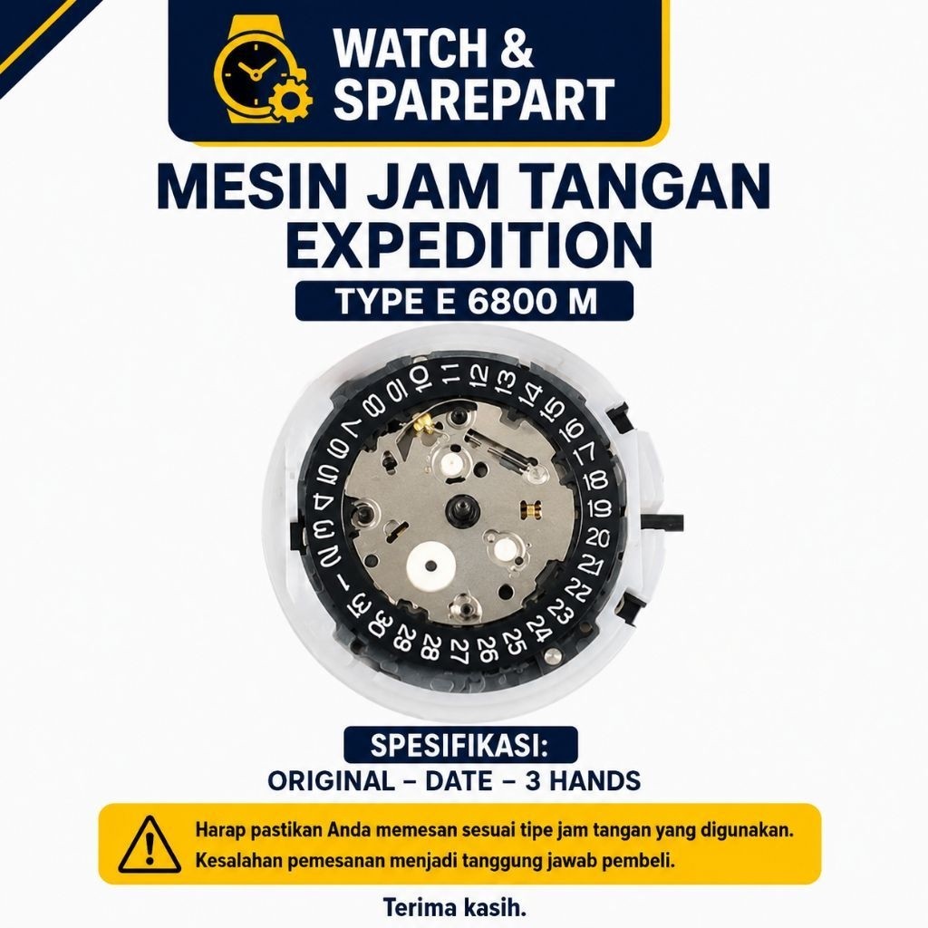 Mesin Original untuk Jam Tangan Expedition Type E 6800 M, E 6800 B
