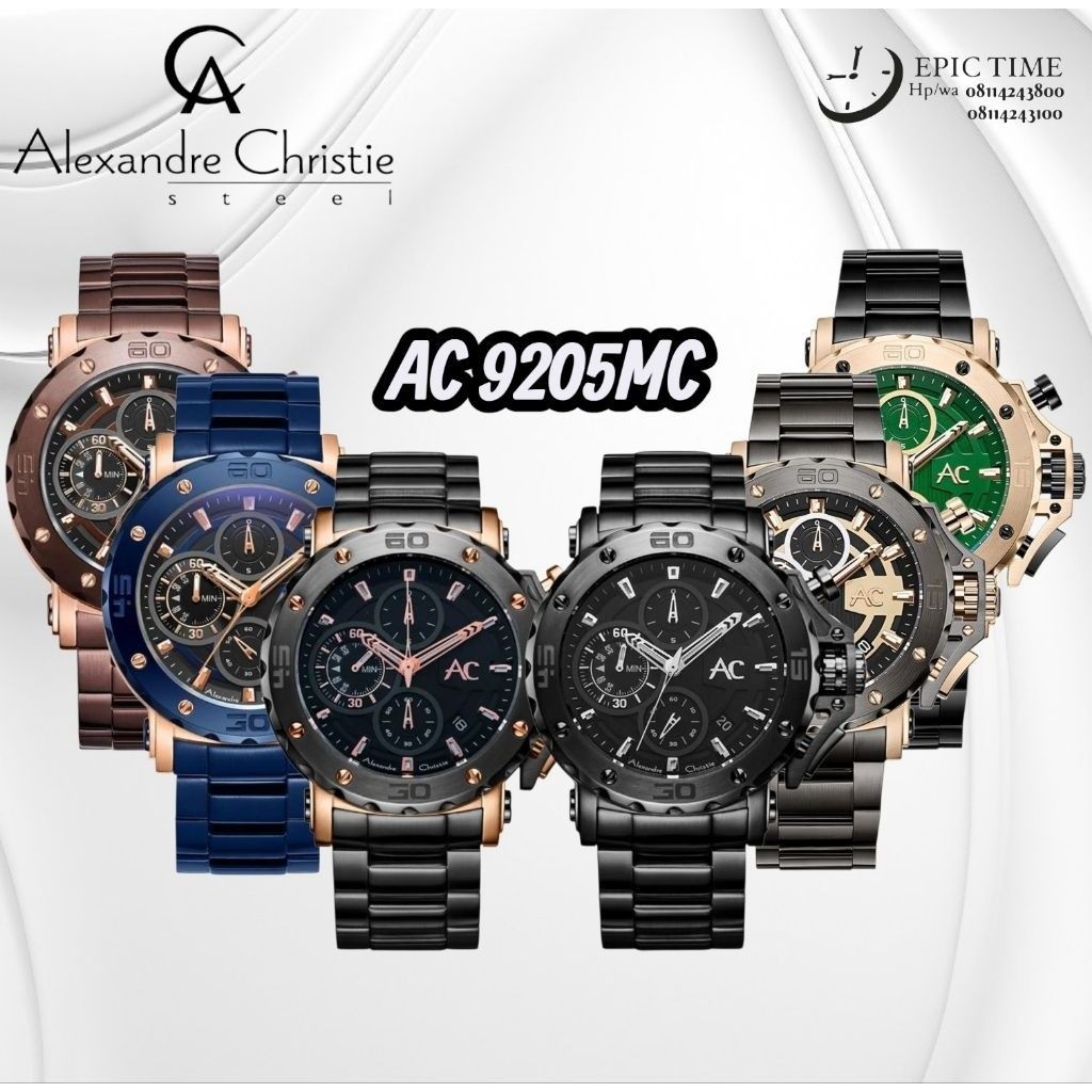 Jam Tangan Pria Alexandre Christie Collection 9205 AC9205 AC 9205 Tali Besi / Stainless Steel