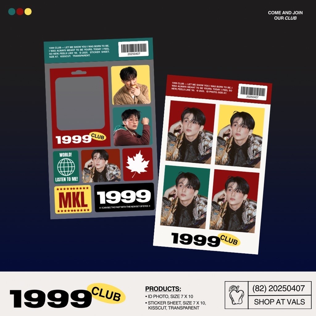 Mark Lee 1999 Club — Sticker Sheet, ID Photo | shopatvals