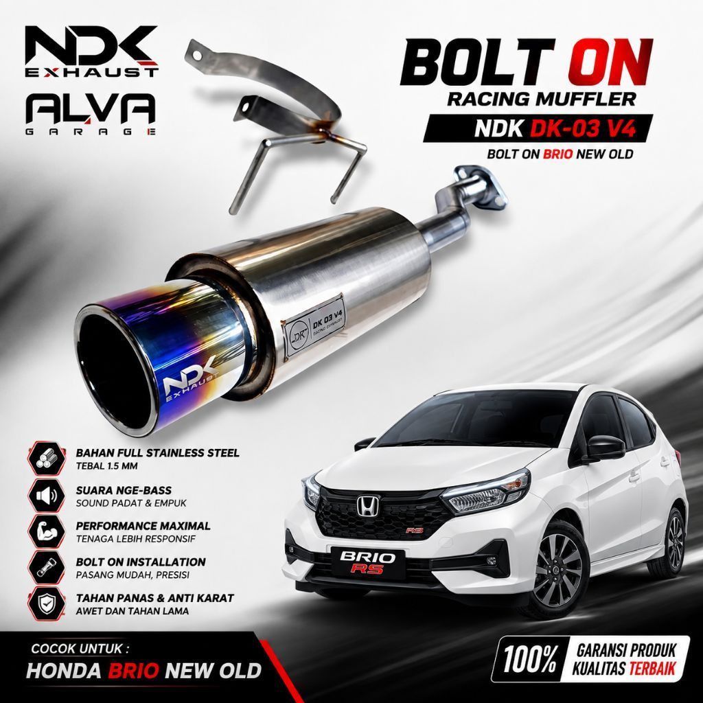 Knalpot Bolt On Racing Muffler DK03V4 Honda Brio Original NDK EXHAUST