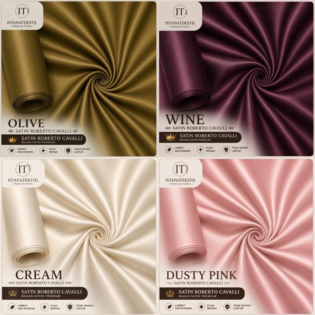 Kain Satin Roberto Cavali Premium harga persetengah meter