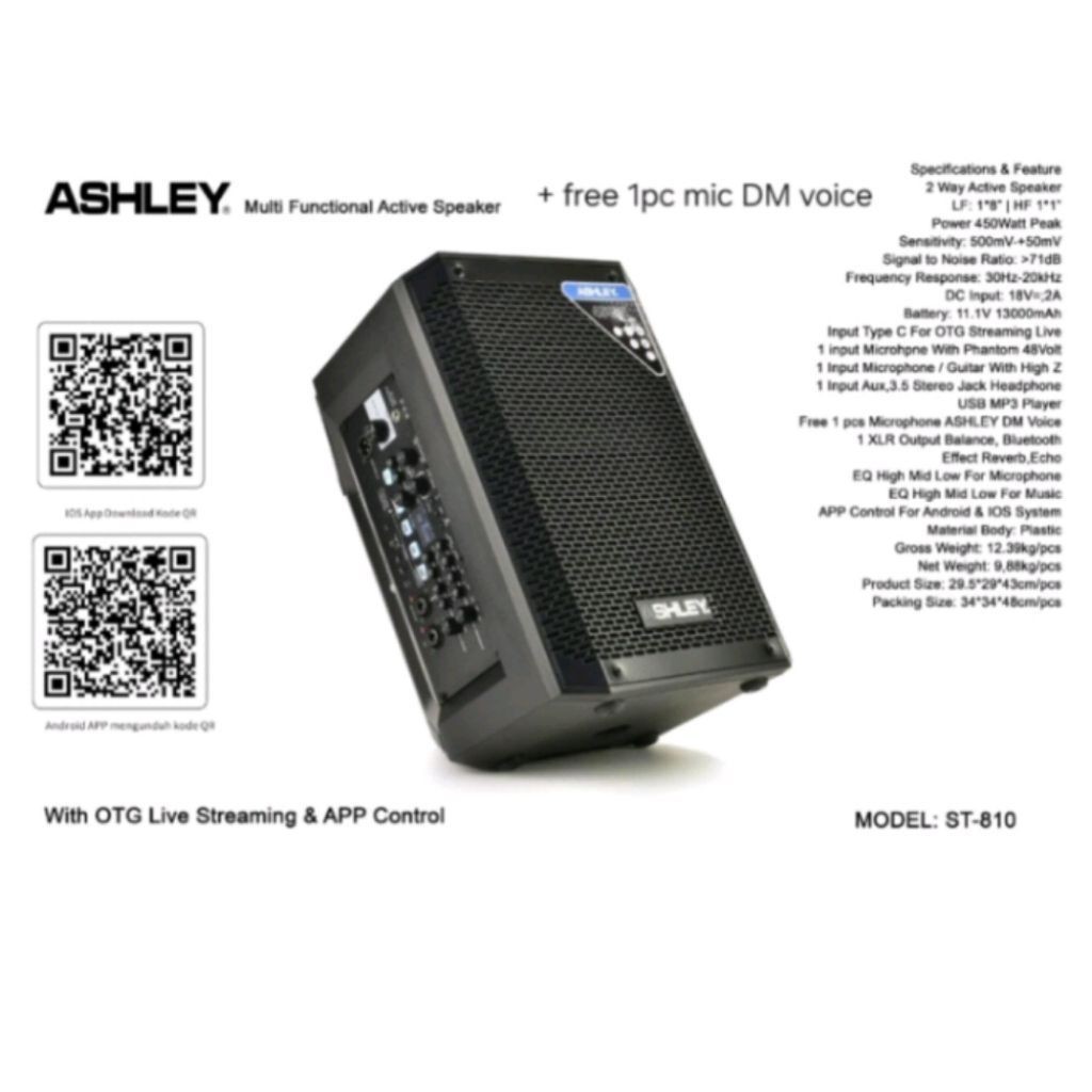 Speaker Portable Ashley ST810 ST 810 Original Terbaik