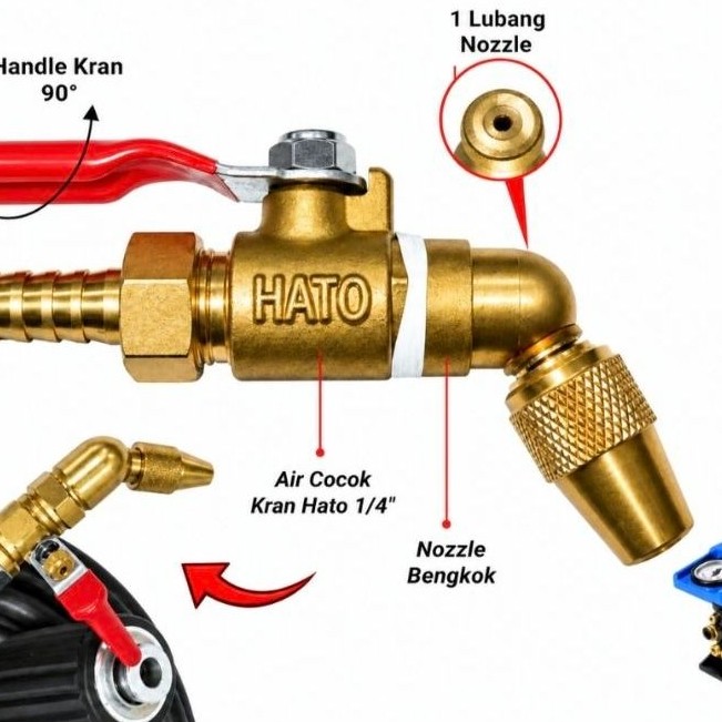 Kran nozzle bengkok set jet cleaner
