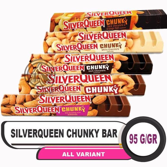 Coklat SilverQueen Chunky Bar 82gr Ukuran Besar 5 pcs Rasa Cashew Almond White Dark Orange Peel Mix