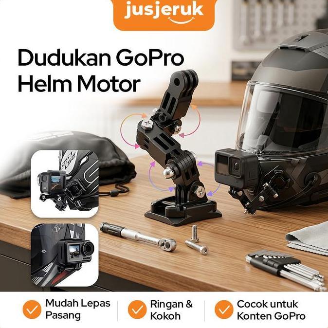 JFactory Dudukan GoPro untuk helm Mount Helm Motor Full Face for GoPro Holder Camera