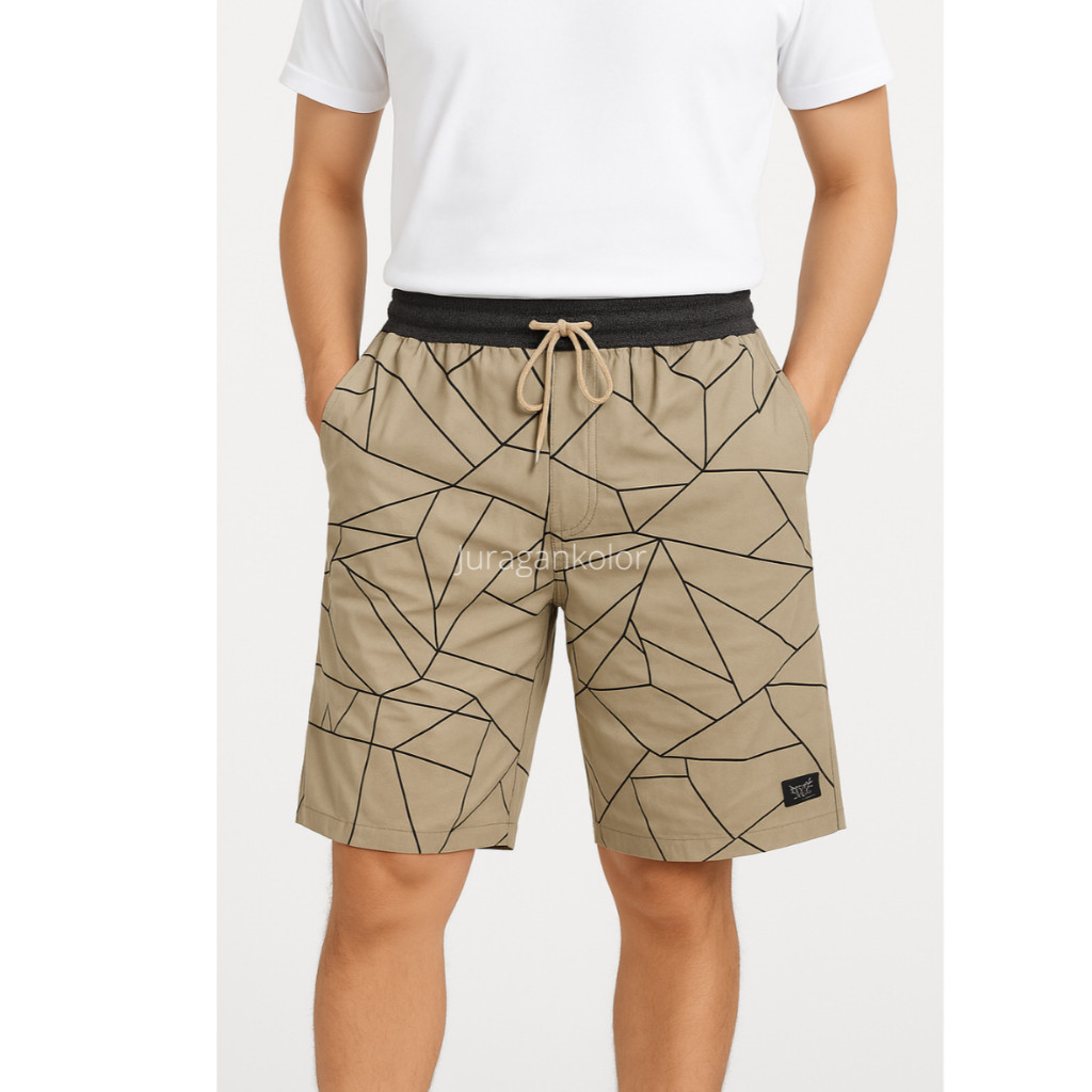 Sedia Celana Pendek Pria Dewasa Motif Abstrak Chino Cowok Short Pants Rib Kekinian