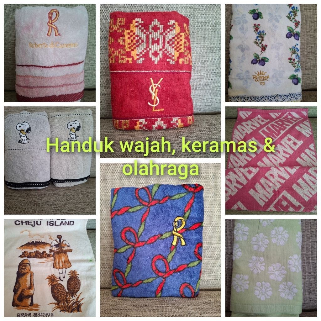 handuk wajah/muka, handuk keramas, handuk olahraga, sapu tangan branded preloved #murah #promo #shop