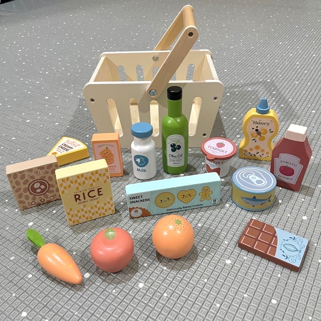 NEW / BARU Tooky Toy Grocery Set | Mainan Masakan Groceries Kayu Wooden Kue Printilan Dapur Anak Rol