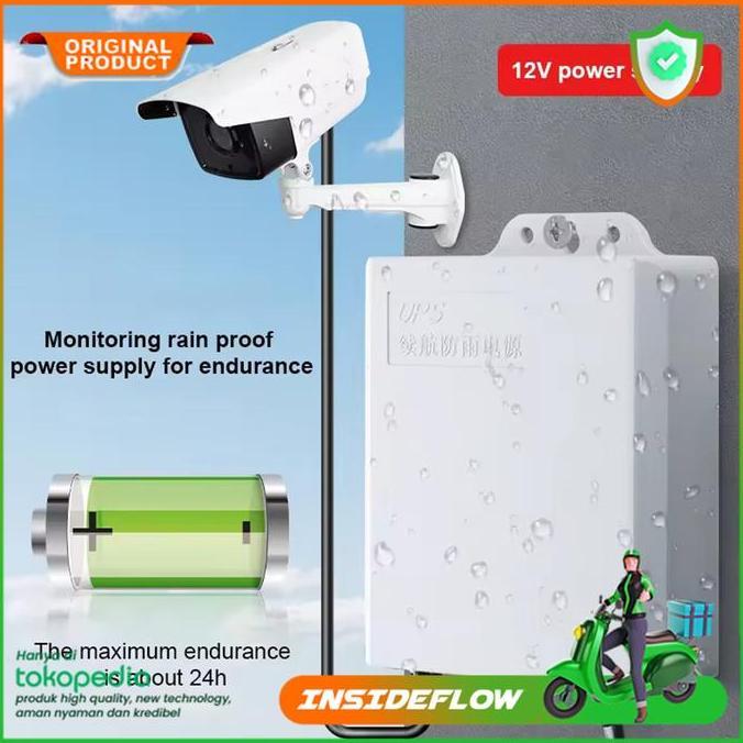 Portable Mini UPS 12V Adaptor UPS Backup CCTV EU Plug 24 Jam 3600 mAh