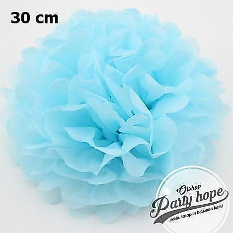 WOFL Pompom Kertas biru Muda / Pompom Kertas 30 Cm / Tissue Paper / Pompom