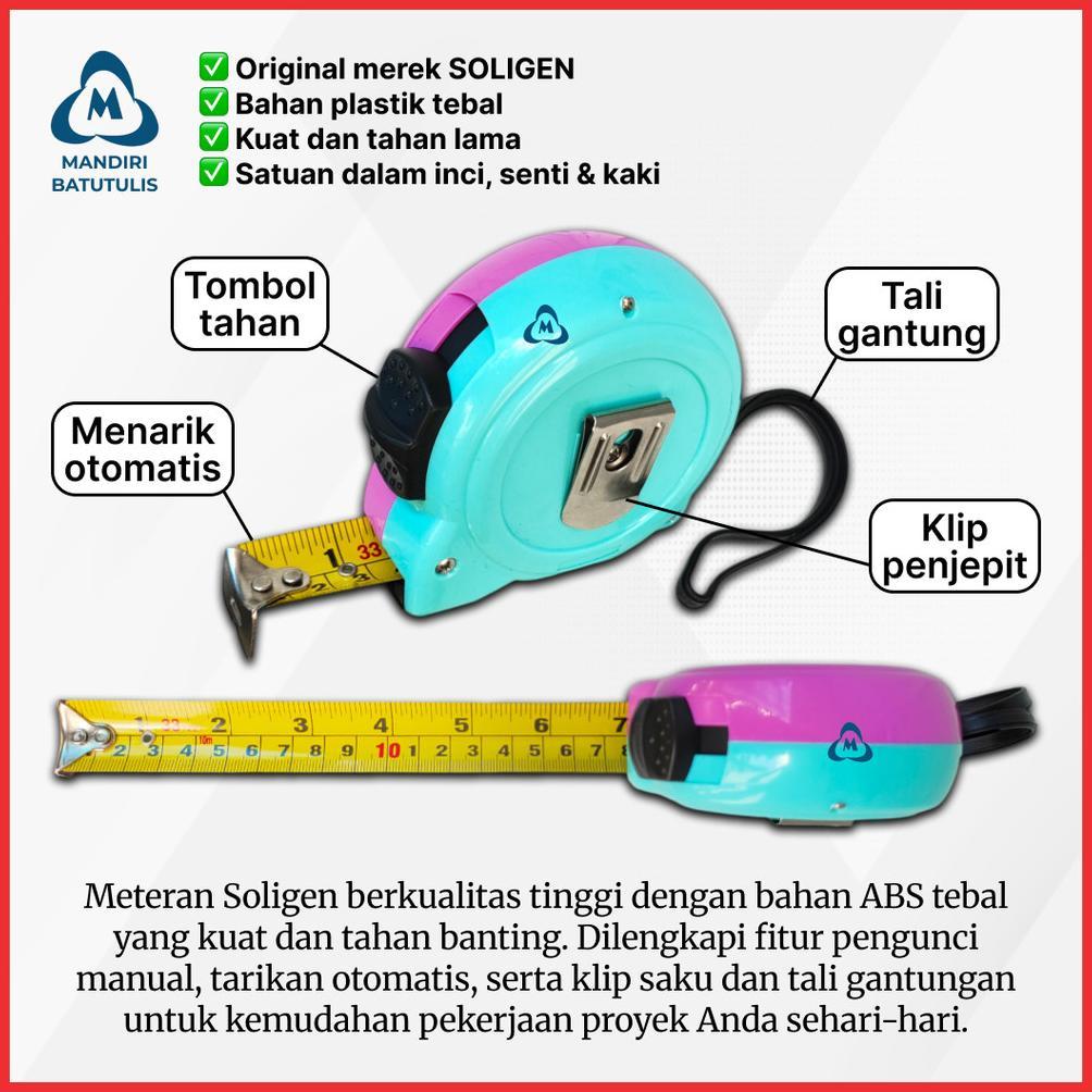 Meteran Bangunan SOLIGEN - Meteran Roll Gulung - Alat Ukur Tukang Plastik Tebal - Measuring Tape Hig