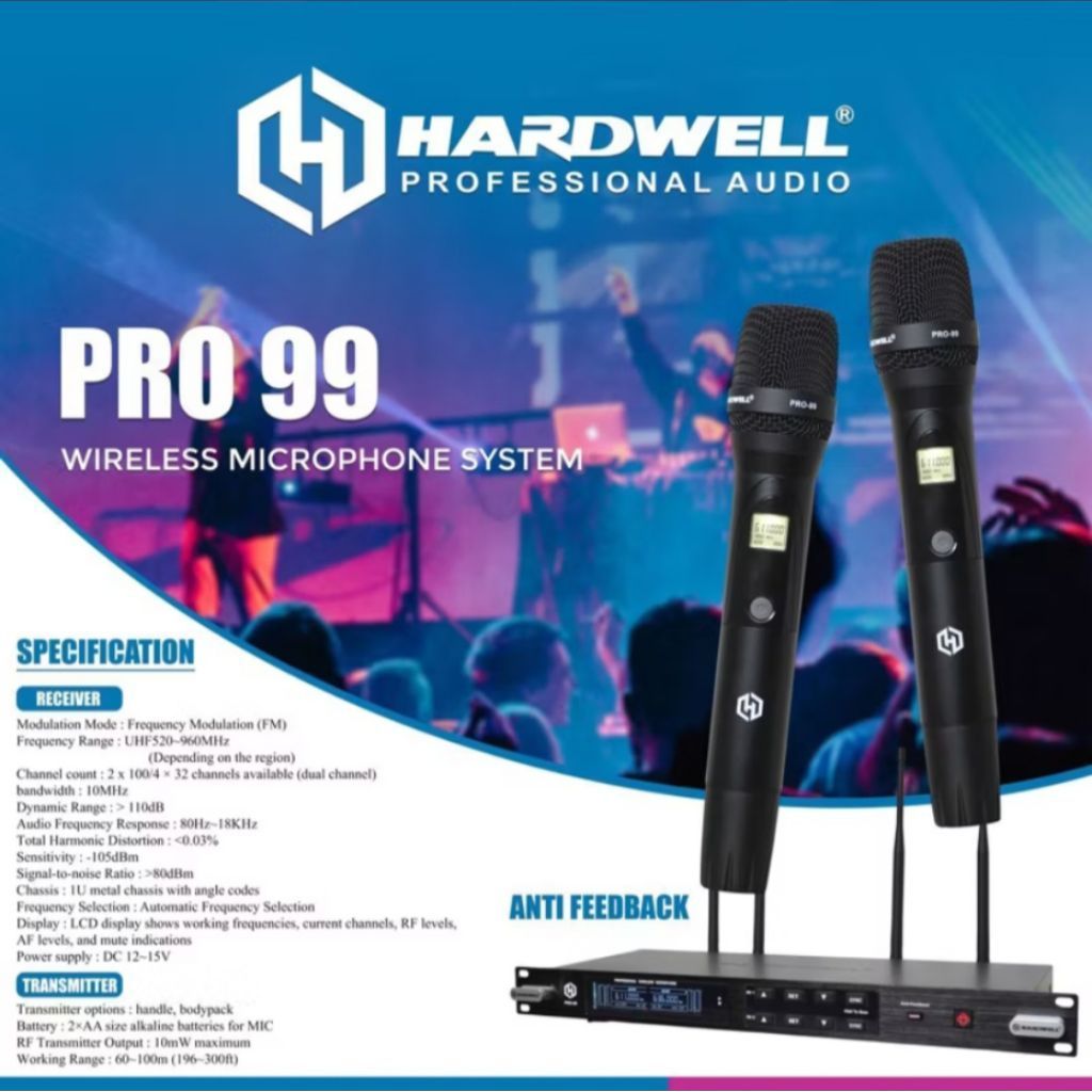 Mic Wireless HARDWELL PRO 99 Handheld original hardwell Pro99