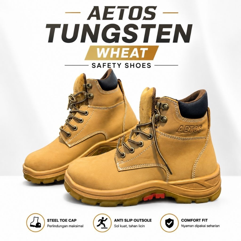 Sepatu Safety Aetos Tungsten Wheat - Safety Shoes Aetos Original Dan Berkualitas