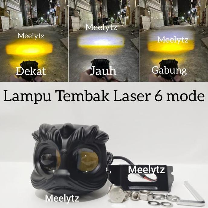 KOLANAME Premium Lampu Tembak Tanduk Led Laser 6 MODE High Low bahan Full Alumunium U145-MYTH