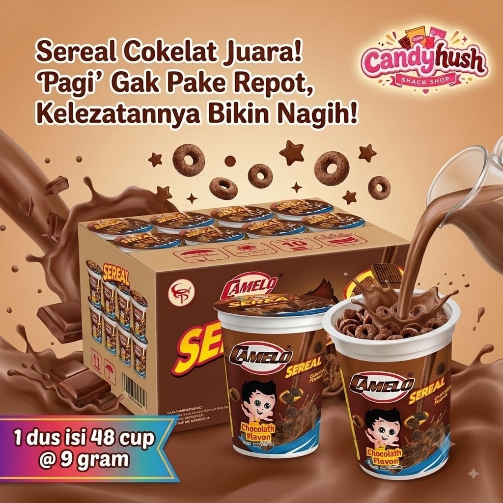 Camelo Sereal Cokelat Cup Chocolate Flavor Isi 48 Cup Sereal Sarapan Praktis Snack Cokelat