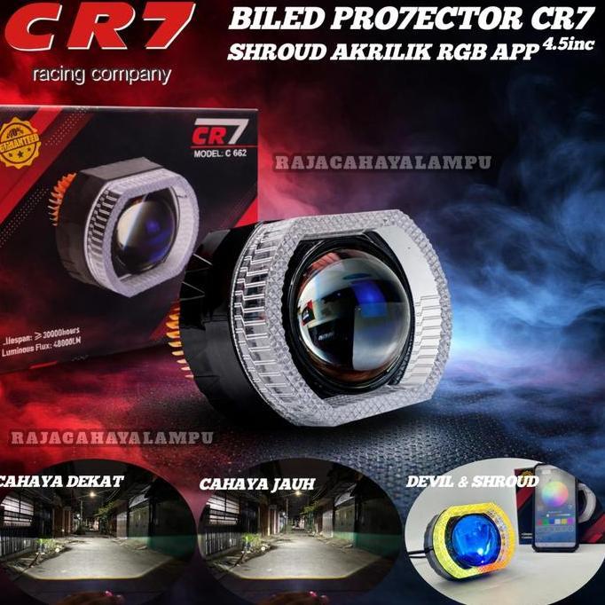 KOLANAME Biled Projector 4,5 Inch CR7 C662 RGB APP Blue Lens Shroud Akrilik Cahaya Flat Cut Universa