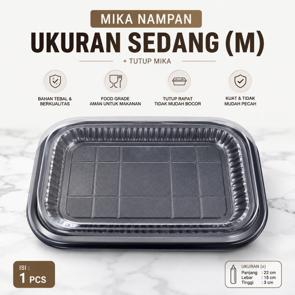 MIKA NAMPAN COKLAT /MIKA NAMPAN UKURAN SEDANG+TUTUP MIKA/PCS