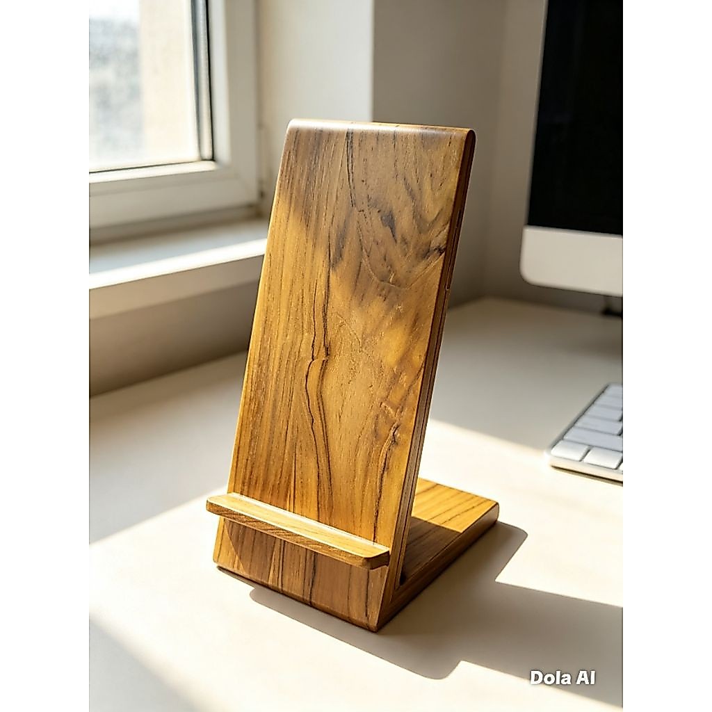 holder handphone, stand handphone, tempat hp kayu jati.