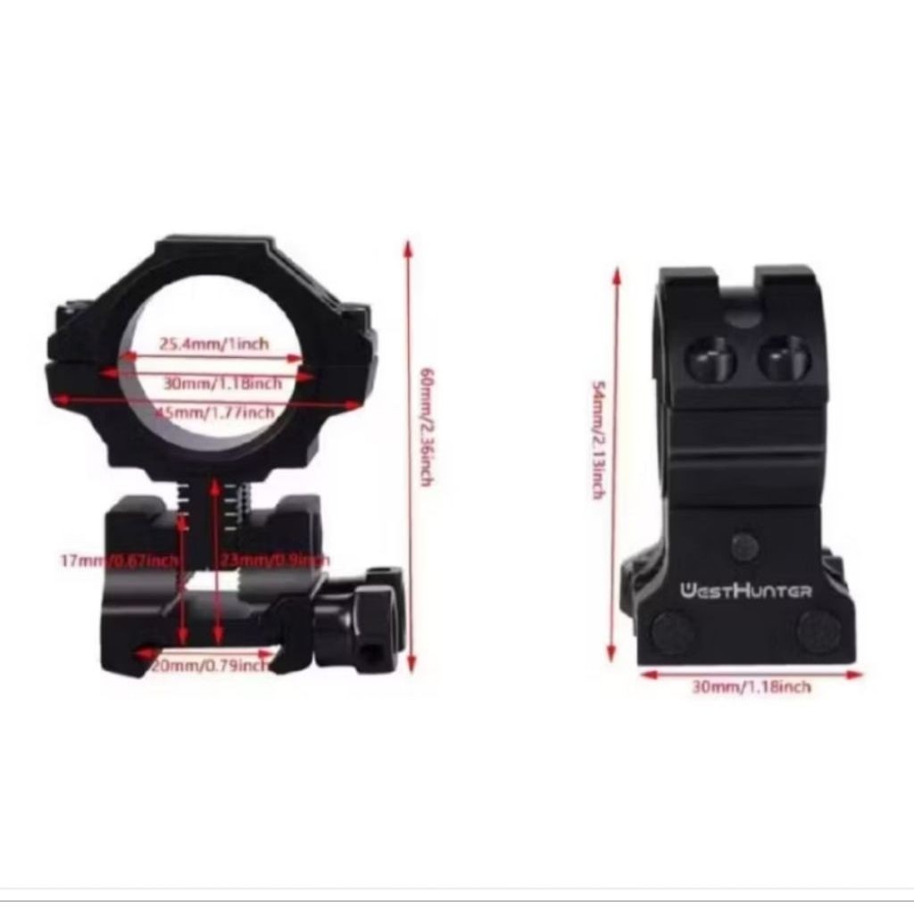 Mounting teleskop 2 baut tube 25 dan 30 mounting teleskop adjustable rail 22 nain turun